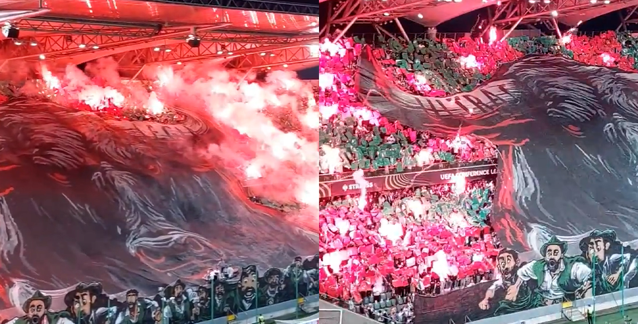 Legia Varşova tribünlerinden muhteşem koreografi!